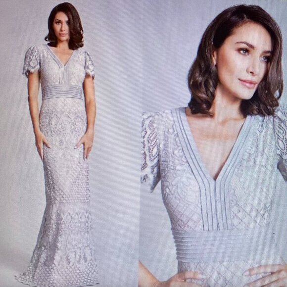 Tadashi Shoji, Dumin Lace Dress in Pewter, Size 10 - Picture 7 of 11